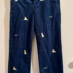 Vineyard Vines BOYS Navy Corduroy Pants with Santa Dogs.  Excellent Cond.  Sz 8